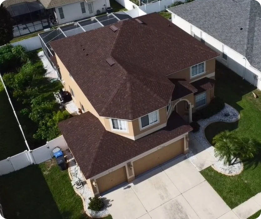 Aerial view of a finished roof